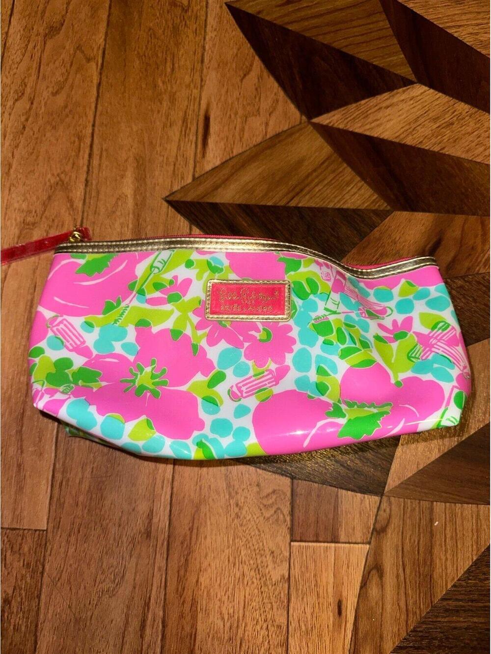 Lilly Pulitzer Estee Lauder Makeup Case Small Zip Bag Pouch Pink Floral